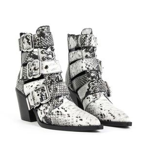 jeffrey campbell women’s caceres grey snake bootie 9.5